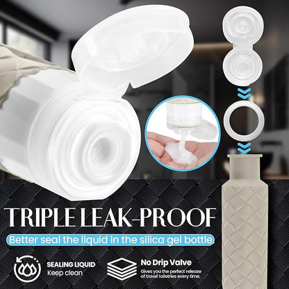 Travel Bottles for Toiletries, TSA Approved Silicone Travel Size Containers for Toiletries, BPA Free Leak Proof Refillable Essentials Accessories, Shampoo and Conditioner Bottles (Cream)