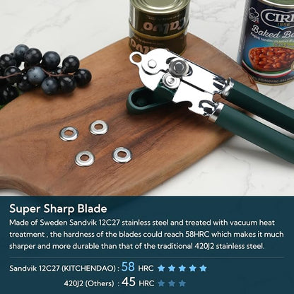 KITCHENDAO Manual Can Opener, Super Sharp Sandvik 12C27 Blade, Handheld Can - Image 2