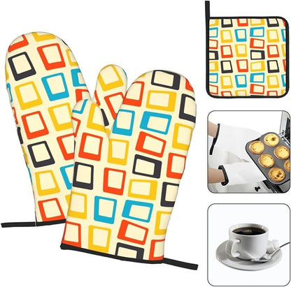 Mid Century Modern Oven Mitts and Pot Holders Sets of 3 Retro Heat Resistant - Image 3
