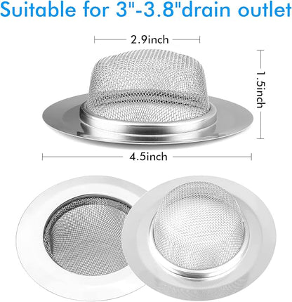 2Pcs Kitchen Sink Strainer, Stainless Steel Mesh Sink Drain Cover, Large Wide - Image 3