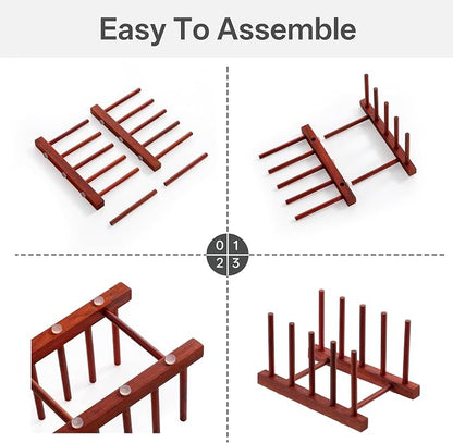 HBlife 4pcs Rosewood Wooden Dish Drying Rack - Image 4