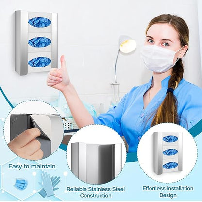 Blulu 4 Pack Glove Box Holder/Dispenser Stainless Steel Triple Wall Mounted - Image 5