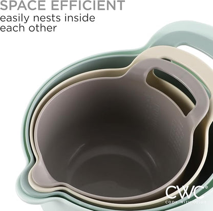 COOK WITH COLOR Nesting Plastic Mixing Bowl Set with Pour Spouts and Handles - Image 6