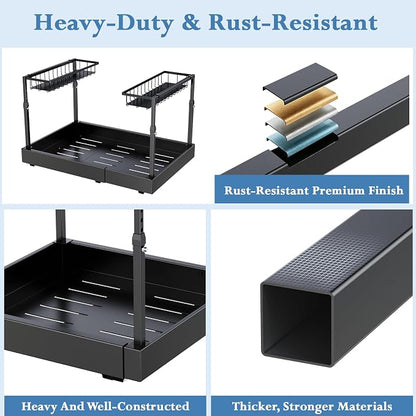 Aisslro Under Sink Organizer, 2 Tier Under the Sink Storage, Expandable - Image 5
