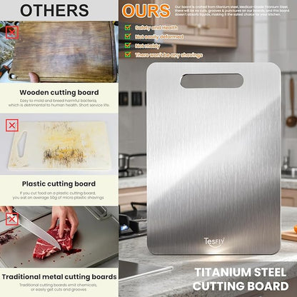 Titanium Cutting Board Set of 3, 100% Pure Titanium Food Grade Kitchen Chopping - Image 2
