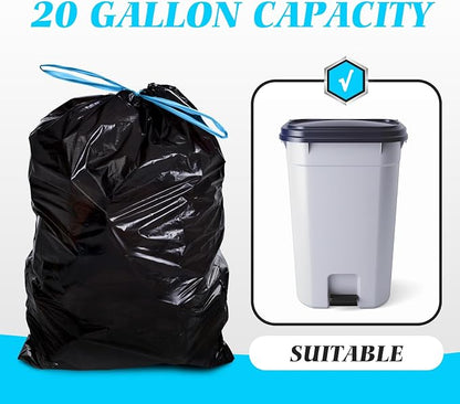 Teivio 20 Gallon 60 Counts Large Drawstring Trash Bags Strong Tall Kitchen - Image 4