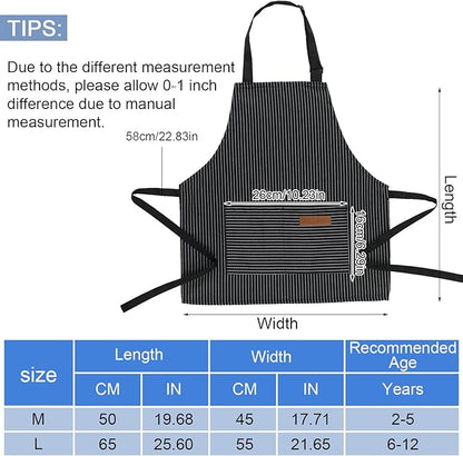 2 Pack Stripes Kids Apron, Kids Cooking Aprons - Image 2