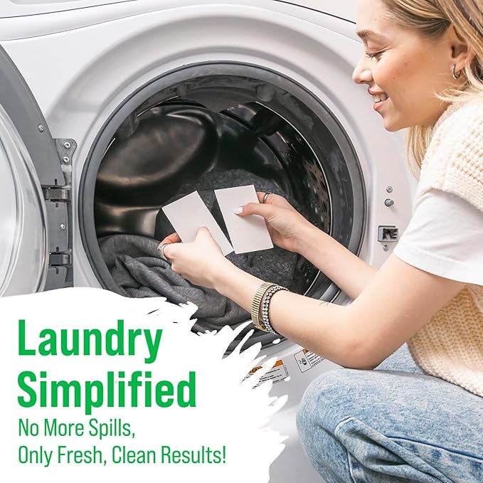 Rockin' Green Hard Rock Travel Laundry Detergent Sheets for Hard Water - Mess-Free Laundry Sheet Detergent with Sodium Bicarbonate - Easily Dissolvable Laundry Soap Sheets (104 Loads, AC/DSea Breeze)
