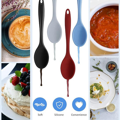 Shappy 4 Pieces Silicone Cooking Spoons 10.6 Inch Heat Resistant Kitchen Spoons - Image 4