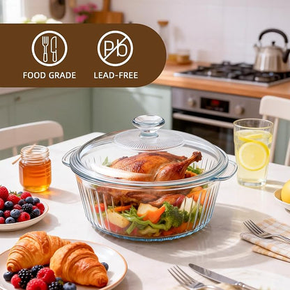 Luvan 2.4L/2.5Qt Round Glass Casserole Dish - Image 4