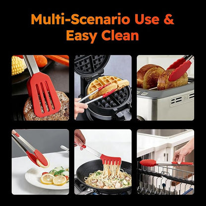 HST Tongs for Cooking with Silicone Tips, Non Stick Kitchen Tongs with Silicone - Image 7