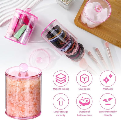 XIPENGKEJI 2 Pack Qtip Holder, Canister Apothecary Jar Set, Bathroom Jars - Image 3
