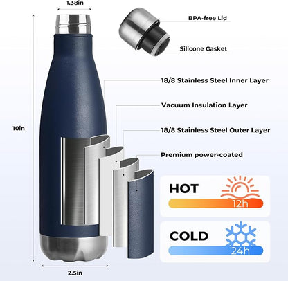 MEWAY 17oz Sport Water Bottle Vacuum Insulated Stainless Steel Leak-Proof - Image 2