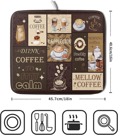 Brown Coffee Dish Drying Mat 16x18 Inch Coffee Cup Espresso Machine Pad - Image 2