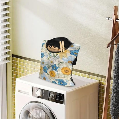 Floral Clothespin Bag with Hanging Rope Daffodil 14.5 x 12 Inch Summer - Image 3