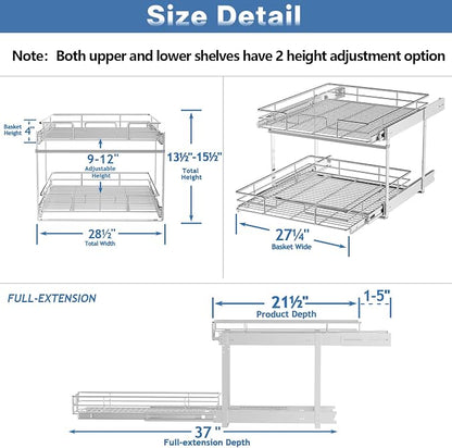 ROOMTEC Individual Pull Out Cabinet Organizer, 2 Tier Spice Rack Organizer - Image 3