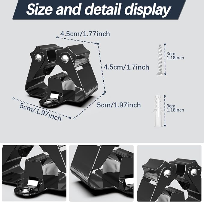 3-H Stainless Steel Broom Holder Wall Mount 50-Pack- Heavy Duty Mop Organizer - Image 4