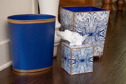 Jaye's Studio Mattie Decorative White and Gold Bathroom Trash Can, Metal Waste - Image 7