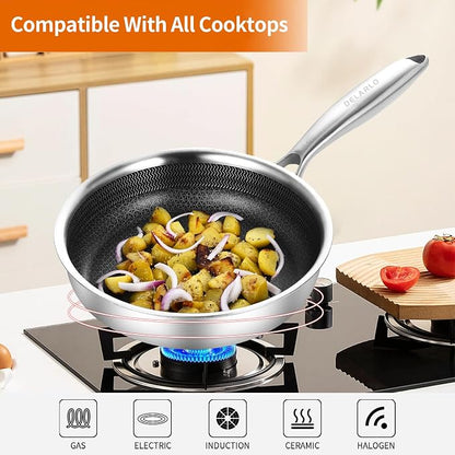 DELARLO Tri-Ply Stainless Steel 5.5 Inch Omelet Pans, Small Frying Pan - Image 4