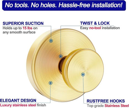 Suction Cup Hooks for Shower, Towel Hooks for Bathroom Window Glass, Bath Robe - Image 5