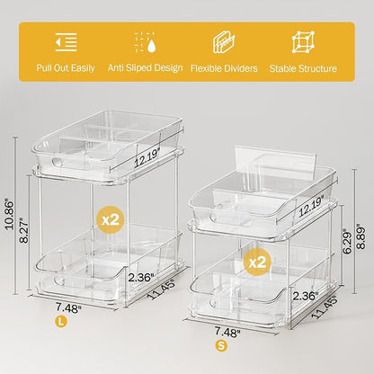 Delamu 2-Tier Under Sink Organizers and Storage, Pull Out Kitchen Pantry - Image 5