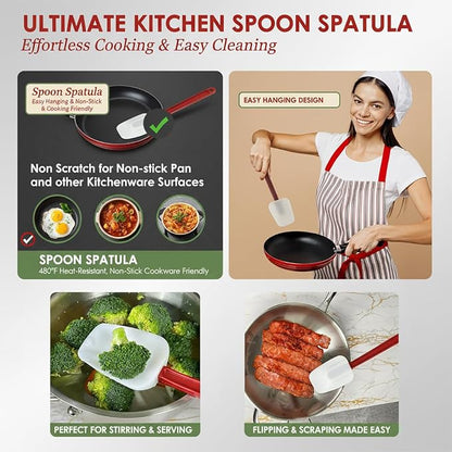 Commercial Spoonula Rubber Spatula Set, High Heat Spatula Spoon 16 Inches - Image 2