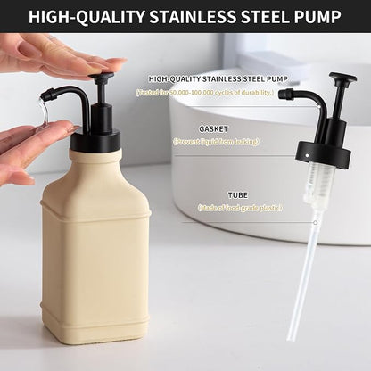 Enra Glass Soap Dispenser with Clear Window, 12oz Matte Stainless Steel Hand - Image 4