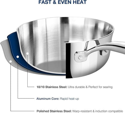 KEAWELL K3 Premium 3-Quart Tri-Ply Stainless Steel Saucepan - Image 9