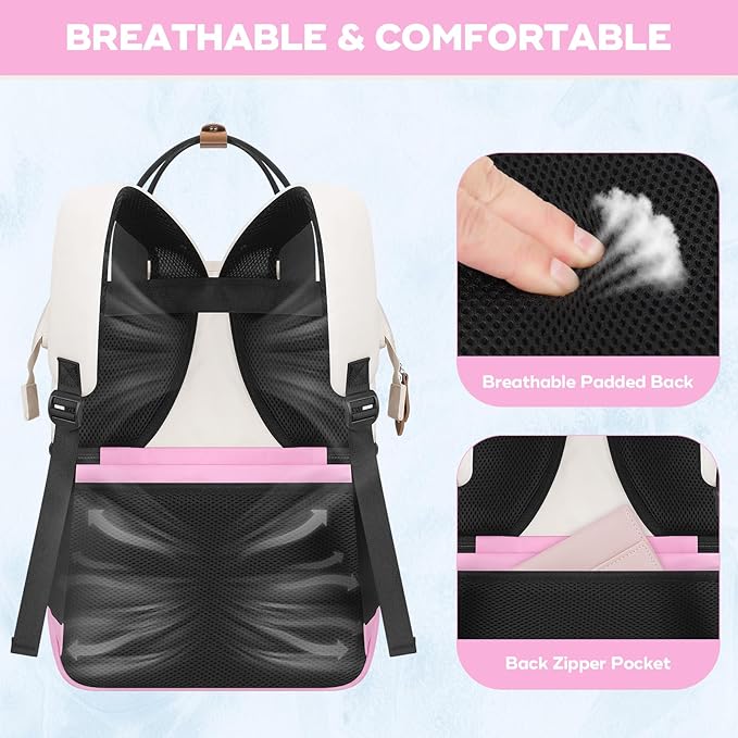 Maelstrom Cooler Backpack, 36 Cans Insulated Backpack Cooler, Soft Leakproof Double Deck Cooler Bag, Lightweight Lunch Backpack for Men & Women,Perfect for Beach Travel, Camping & Work-Beige Pink