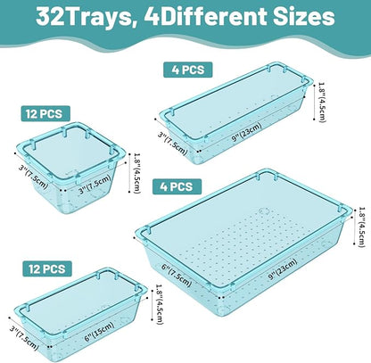 WOWBOX 32 PCS Plastic Drawer Organizer Set, 4 Sizes Desk Drawer Organization - Image 3