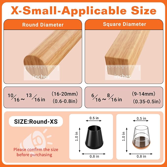 Chair Leg Floor Protectors Extra Small 24Pcs, Silicone Chair Leg Protectors - Image 2