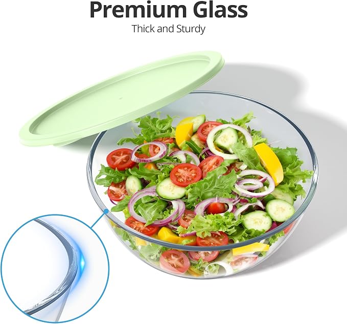 Extra Large Glass Mixing Bowls Clear Glass Salad Cooking Bowls - Image 3