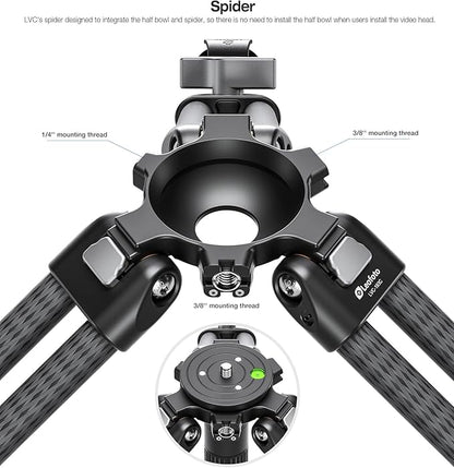 Leofoto LVC-193C Carbon Fiber Twin Leg Video Tripod+BV-15 Fluid Head