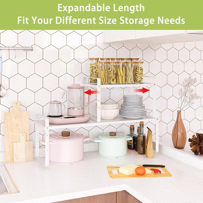 Across-Star Expandable Cabinet Shelf Organizer Rack, Stackable Kitchen Counter - Image 3