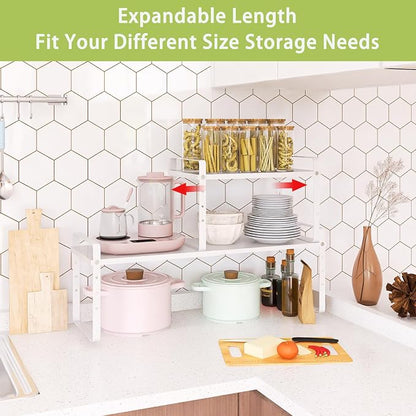 Across-Star Expandable Cabinet Shelf Organizer Rack, Stackable Kitchen Counter - Image 3
