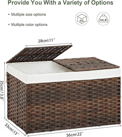 Storage Basket with Lid Rattan Woven Storage Baskets with 2 Separate Lids - Image 4