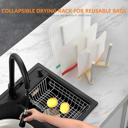 Reusable Storage Bag Drying Rack, Retractable Metal Bottle Drying Rack - Image 5