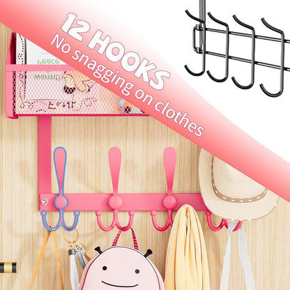 Over The Door Hooks Organizer, Coat Rack Over The Door Storage Hanger Towel Rack - Image 3