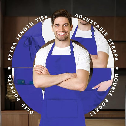 Adjustable Bib Apron 100% Polyester Kitchen Aprons Waterdrop Resistant Aprons - Image 4