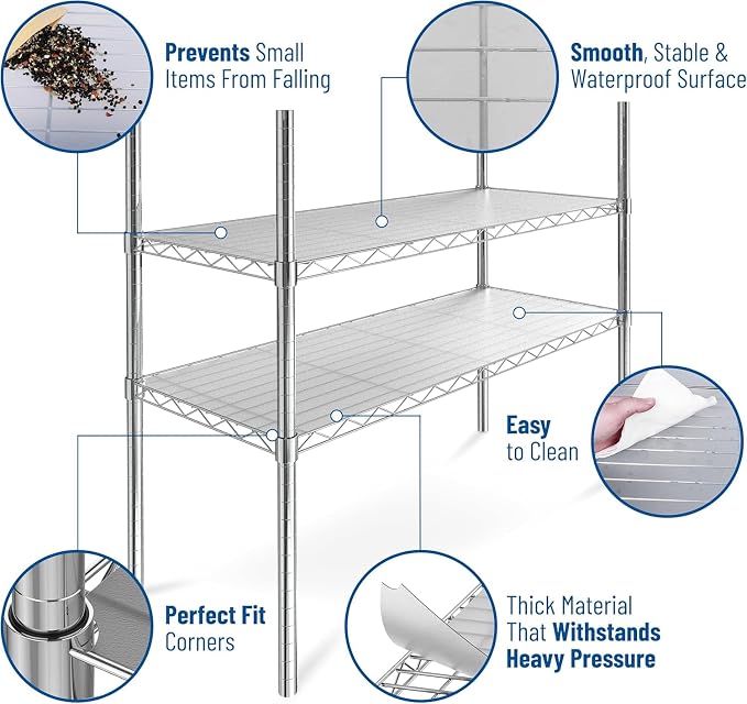 Shelf Liners for Wire Shelf System: Set of 5 in Clear: 12 x 22 inch: Plastic - Image 5
