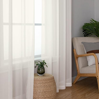 Chyhomenyc Sheer Curtains 72 Inch Length 2 Panels, Short Window Curtain Drapes - Image 5