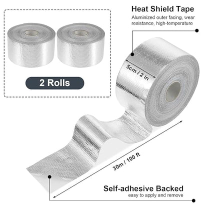 Zonon 2 Rolls Aluminum Foil Tape Heat Shield Tape Barrier Adhesive Reflective - Image 2