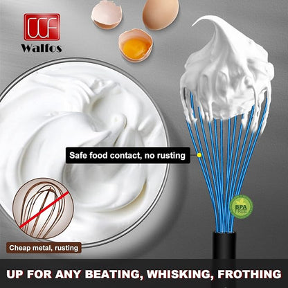 Walfos Whisk, Silicone Whisk Heat Resistant Kitchen Whisks Set of 4- - Image 7