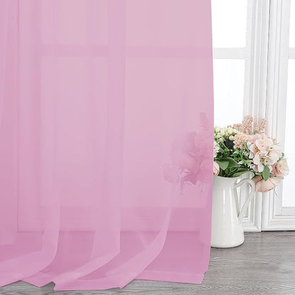 Chyhomenyc Light Pink Sheer Curtains 84 Inch Length 2 Panels, Light Filtering - Image 8