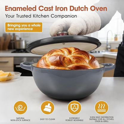 5QT Enameled Cast Iron Dutch Oven - Image 7