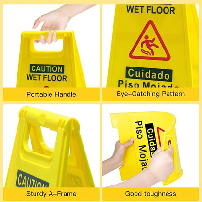 2-Pack Caution Wet Floor Sign, 17.5" Height, Bright Yellow, Double-Sided - Image 5