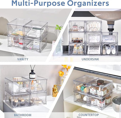 Plastic Drawers Storage, 4 Pack Clear Stackable Storage Drawers, Acrylic - Image 5