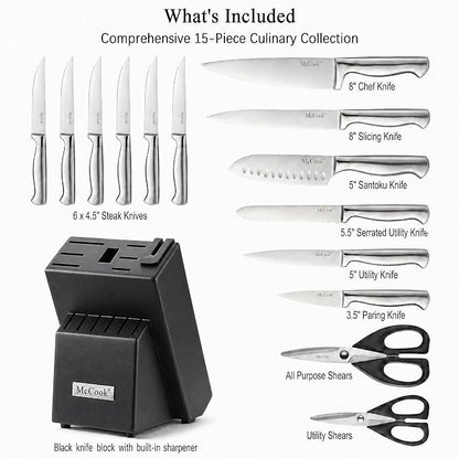 McCook® Knife Sets, German Stainless Steel Knife Block Sets - Image 3