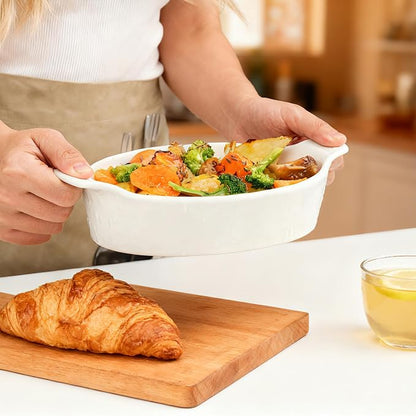 TONGDAHE Oval Au Gratin Baking Dishes Set of 4 9" x 5" 19 oz Classic white - Image 9