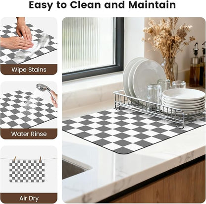 16" x 24" Checkered Dish Drying Mat - Image 7